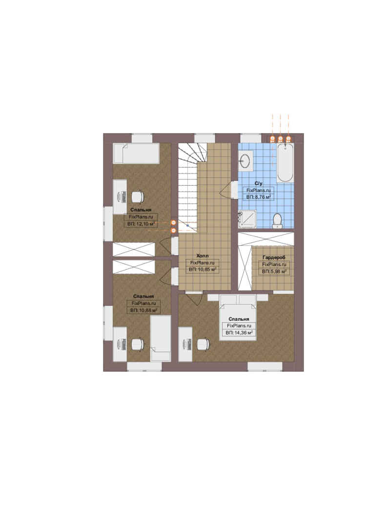 Планировка 2-го этажа, Проект двухэтажного дома F-5615