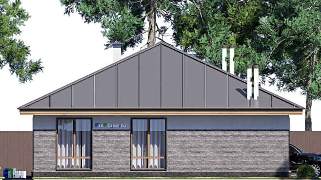 Проект одноэтажного дома F-18206 — фасад 2