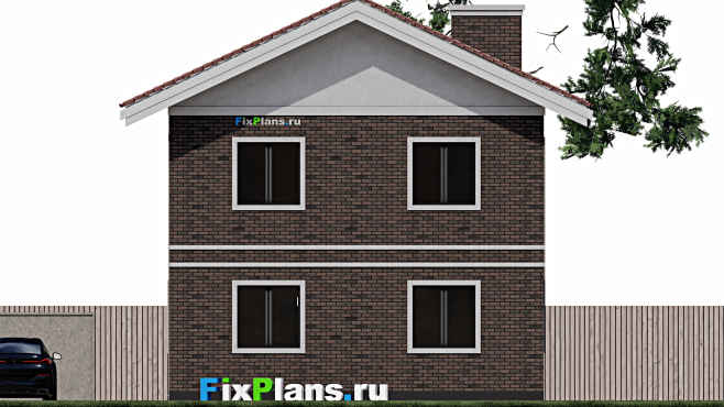 Проект двухэтажного дома F-0854 — фасад 2