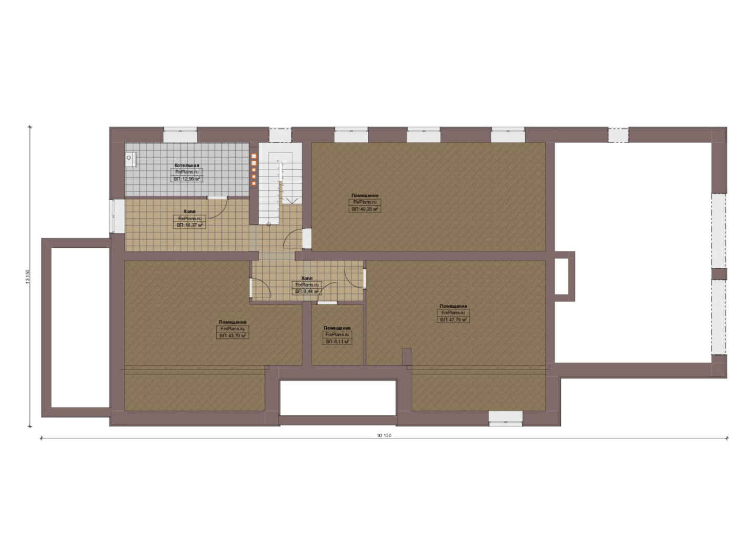 Планировка 1-го этажа, Проект одноэтажного дома F-14453