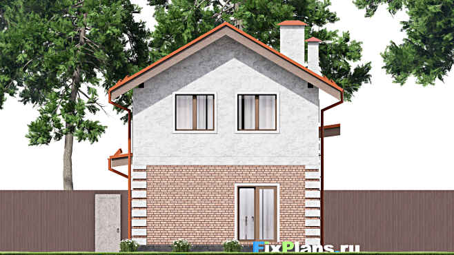 Проект двухэтажного дома F-14687 — фасад 4