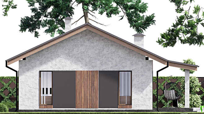 Проект одноэтажного дома F-13931 — фасад 3