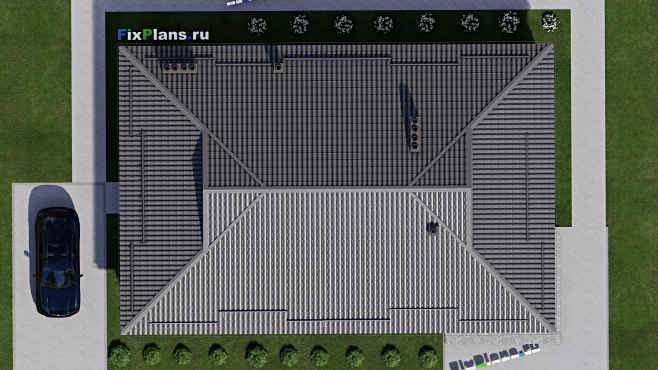 Проект одноэтажного дома F-3131 — фасад 5