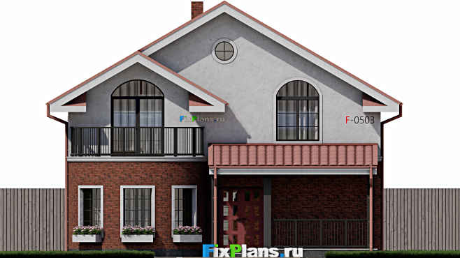 Проект дома с мансардой F-0503 — фасад