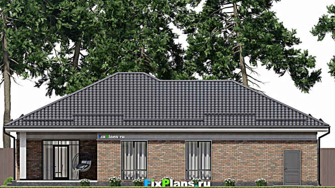 Проект одноэтажного дома F-2555 — фасад 4