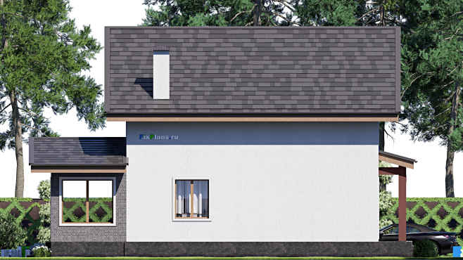Проект дома с мансардой F-20069 — фасад 2