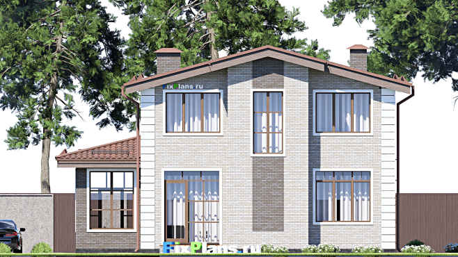 Проект дома с мансардой F-12428 — фасад 4
