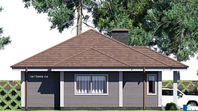 Проект одноэтажного дома F-17027 — фасад 2