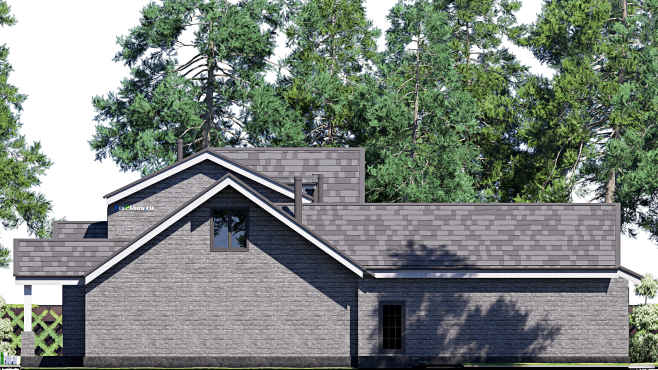 Проект дома с мансардой F-20366 — фасад 2