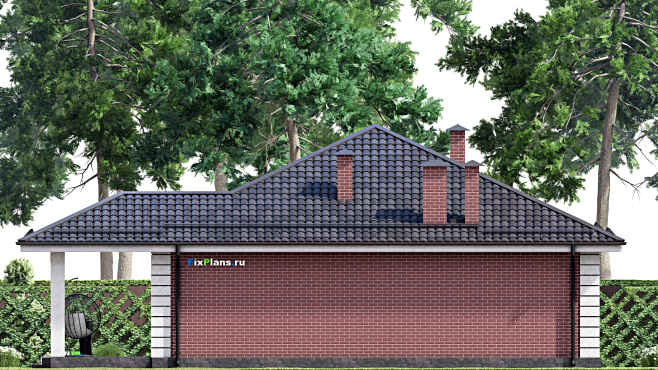 Проект одноэтажного дома F-15758 — фасад 3