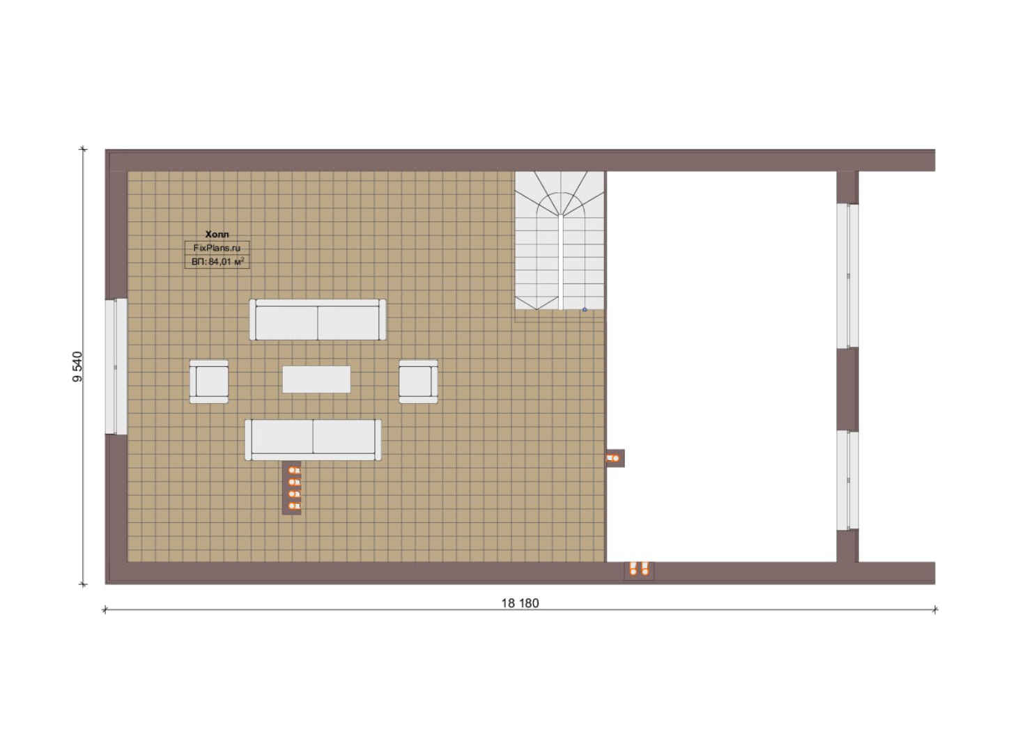 Планировка 2-го этажа, Проект дома с мансардой F-16550