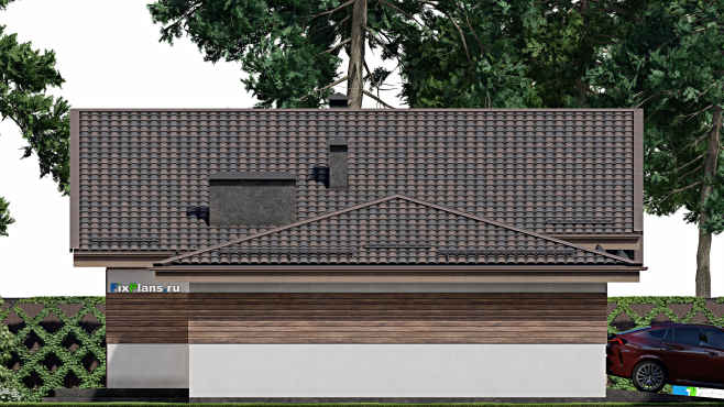 Проект одноэтажного дома F-6659 — фасад 2