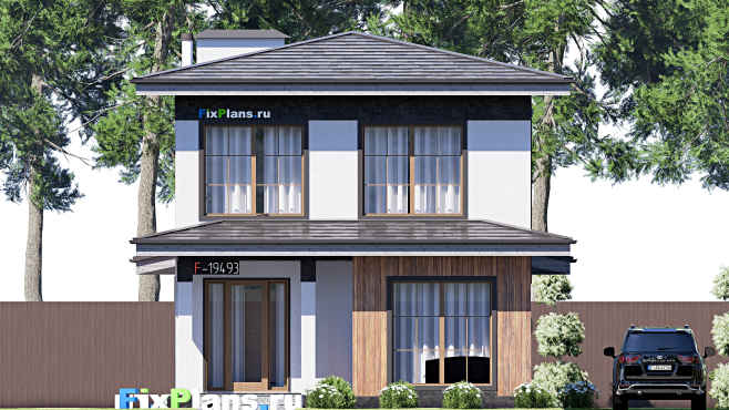 Проект двухэтажного дома F-19493 — фасад