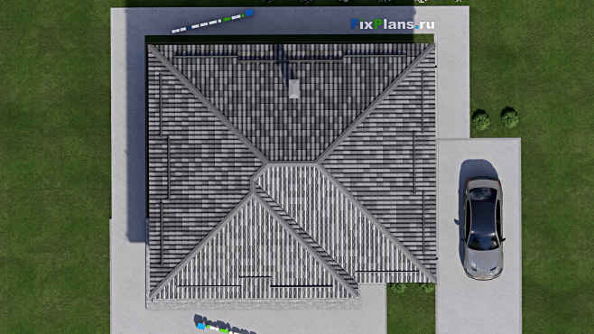 Проект одноэтажного дома F-5687 — фасад 5