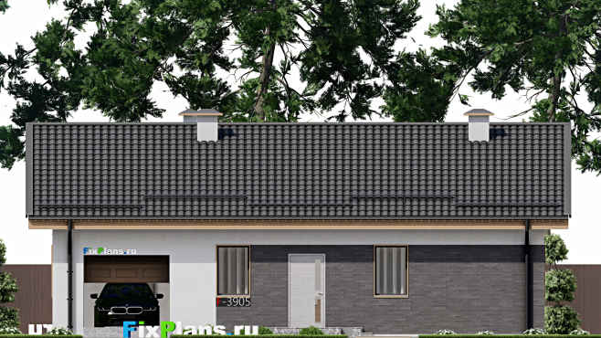 Проект одноэтажного дома F-3905 — фасад