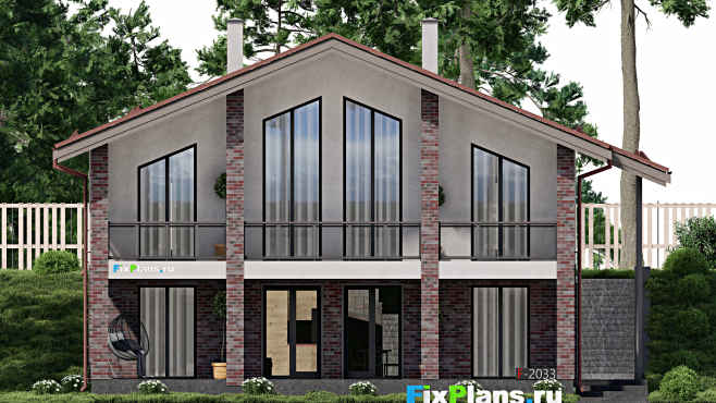 Проект одноэтажного дома F-2033 — фасад