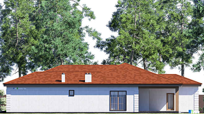 Проект одноэтажного дома F-17270 — фасад 3