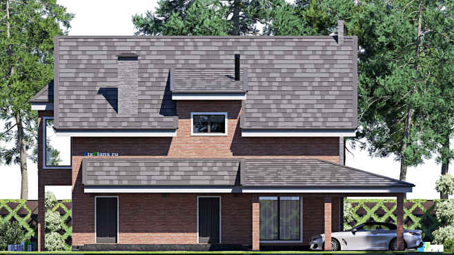 Проект дома с мансардой F-18530 — фасад 2