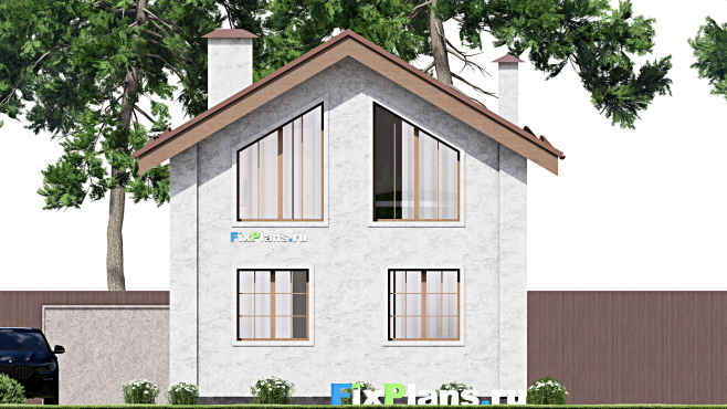 Проект дома с мансардой F-15272 — фасад 4