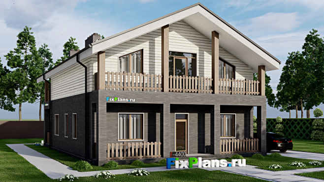 Проект двухэтажного дома F-4400