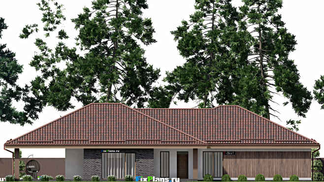 Проект одноэтажного дома F-8441 — фасад