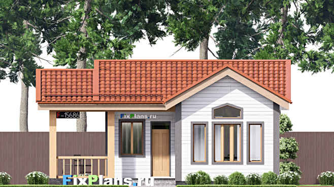 Проект одноэтажного дома F-15686 — фасад