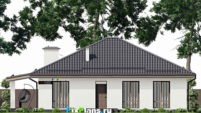 Проект одноэтажного дома F-5300 — фасад