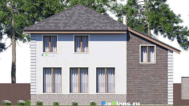 Проект двухэтажного дома F-17702 — фасад 4