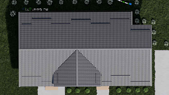 Проект одноэтажного дома F-2069 — фасад 5