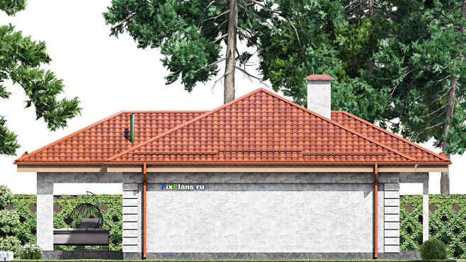 Проект одноэтажного дома F-13904 — фасад 2